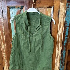 NWOT…Columbia Olive Green Sleeveless Top with Ties
